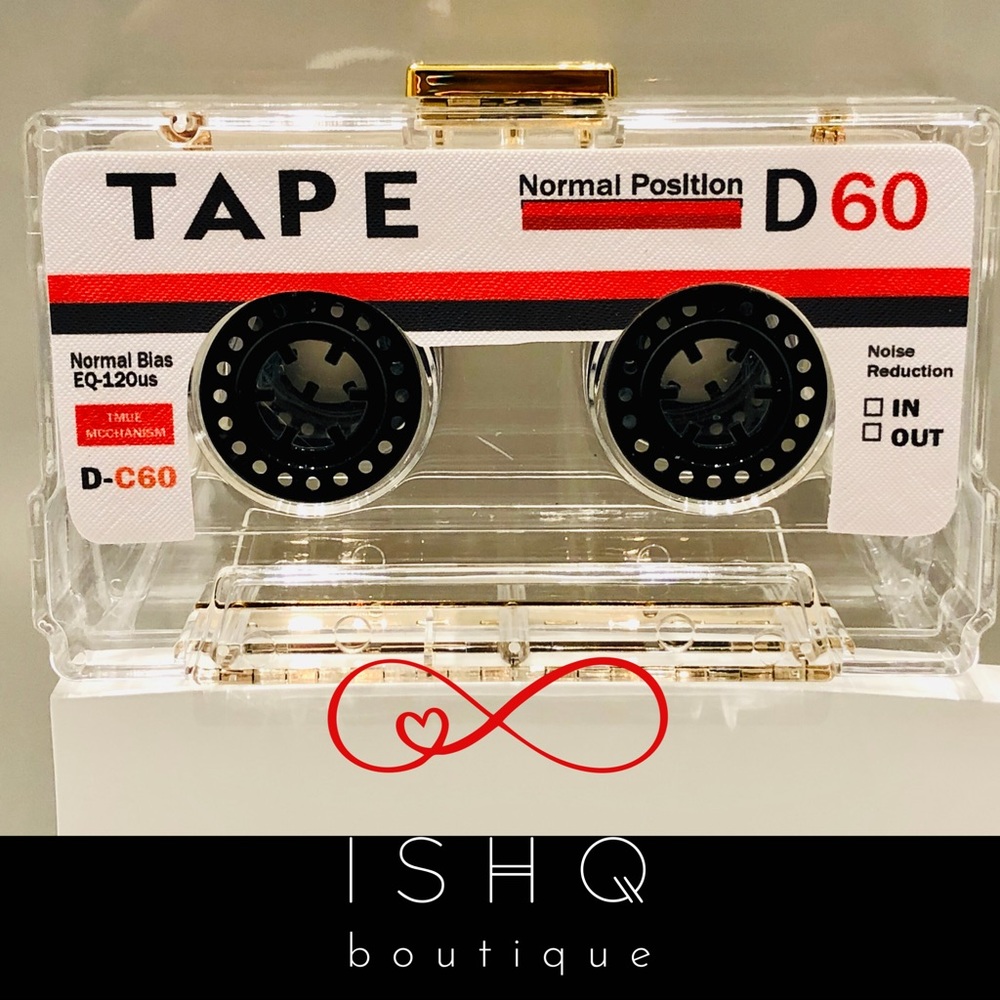 Cassie, Vintage Cassette Tape Clutch, Shoulder Bag